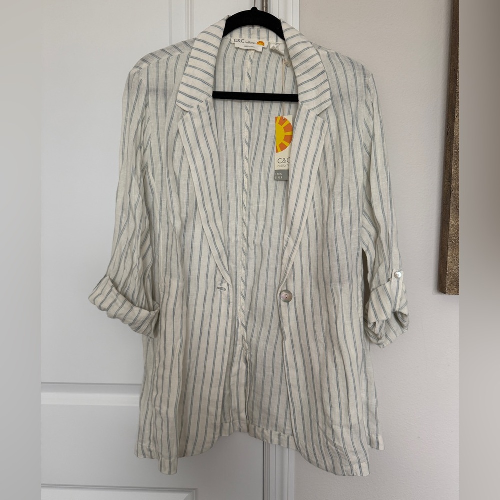 C&C California Striped Linen Blazer